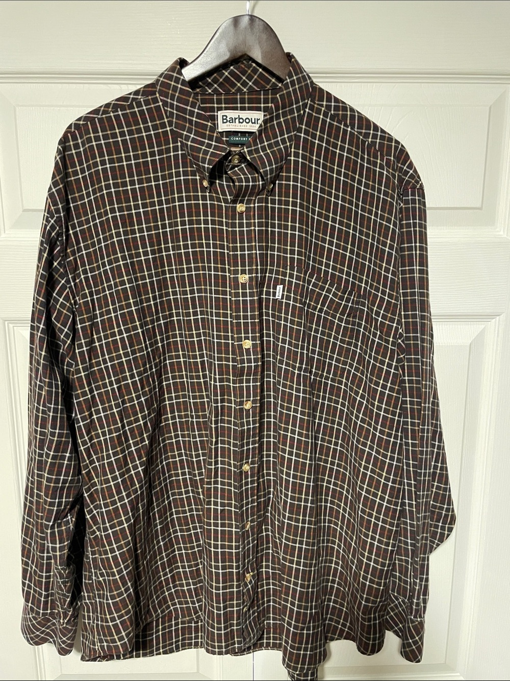 Barbour Brown Multicolor Plaid Button-Down Shirt